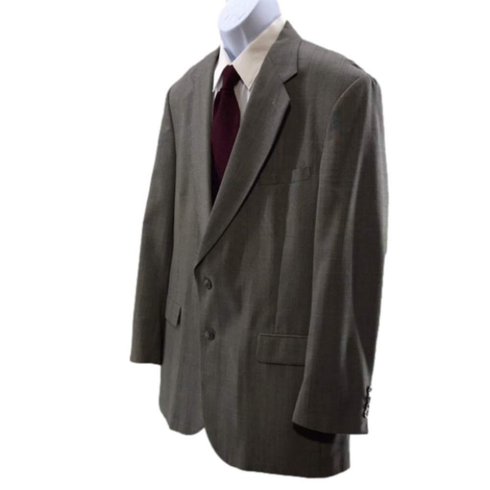 STAFFORD—VTG—Men’s Black/Cream/Red Houndstooth Plaid Blazer Sports Jkt—46L W41